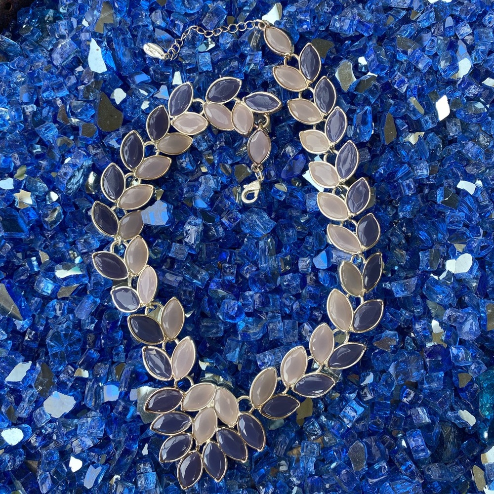 Fun Navy and light taupe statement necklace